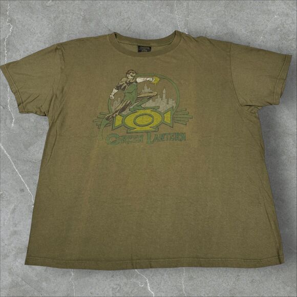 Vintage Y2K Changes Green Lantern DC Comics Super Hero T-Shirt Olive Green - XL - Picture 1 of 7